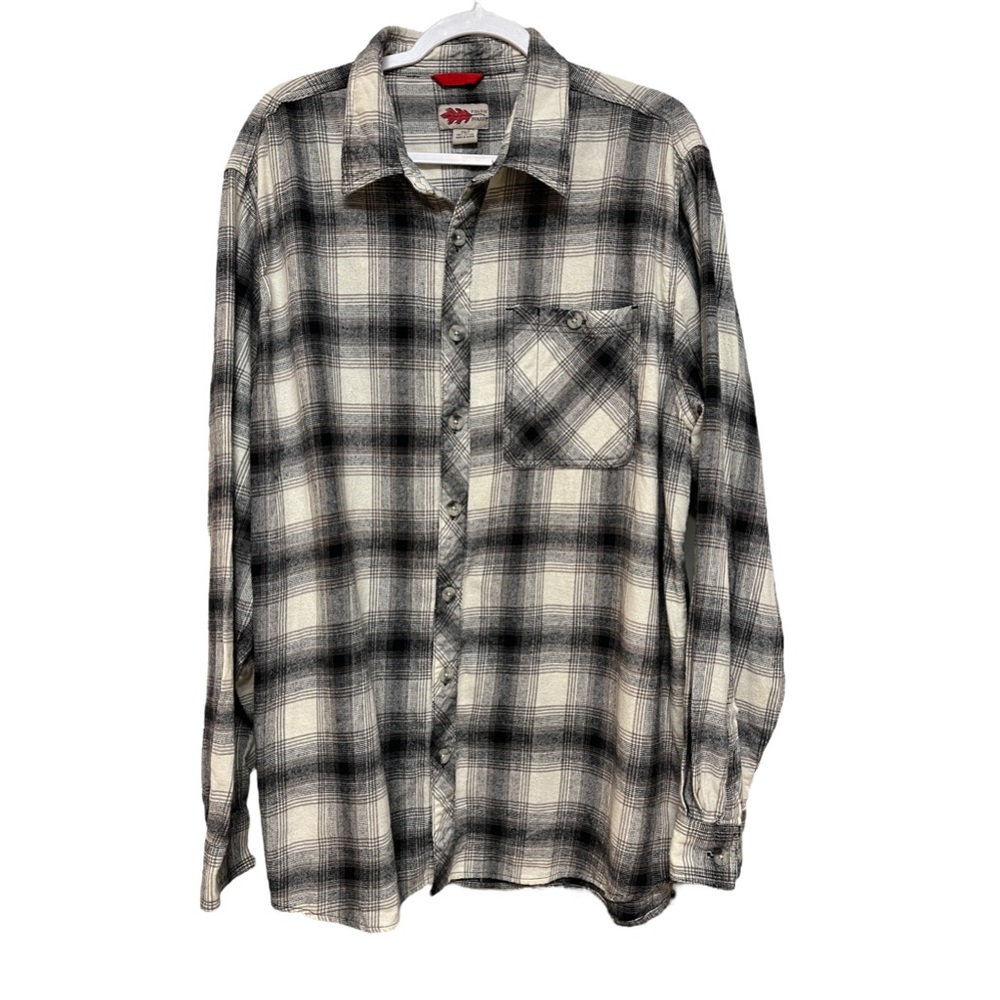 Mens Long Sleeve Button Down Shirt - Gray and White Plaid - 2XLT